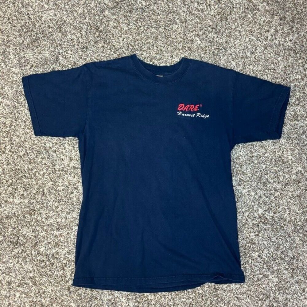 Vintage Dare Harvest Ridge Blue Embroidered Tee Size Medium